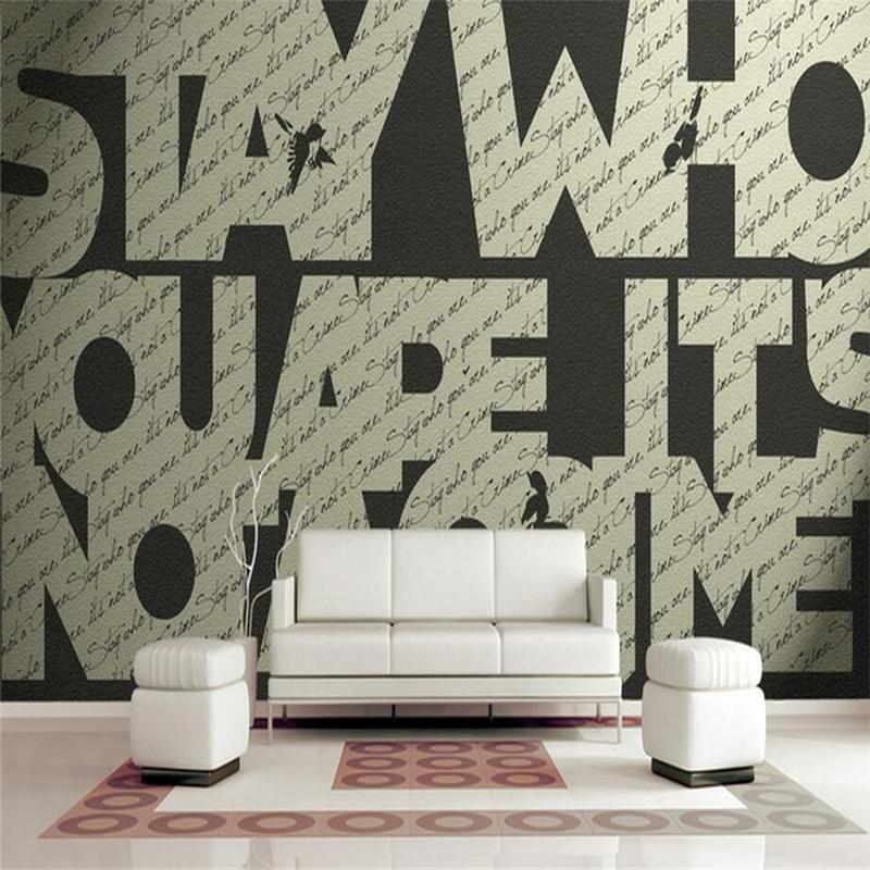 

European Vintage Wallpapers 3D Custom Letter Wallpapers Black White Wall Papers for Living Room Modern Walls Murals Home Decor, As shown