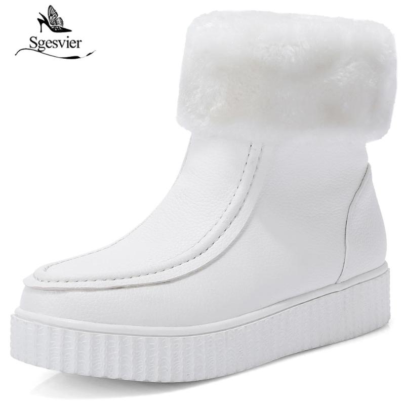 

Sgesvier 2020 Winter Warm Plush Female Shoes White Apricot Platform Faux Fur Ankle Snow Boots Women Large Size Footwear B737