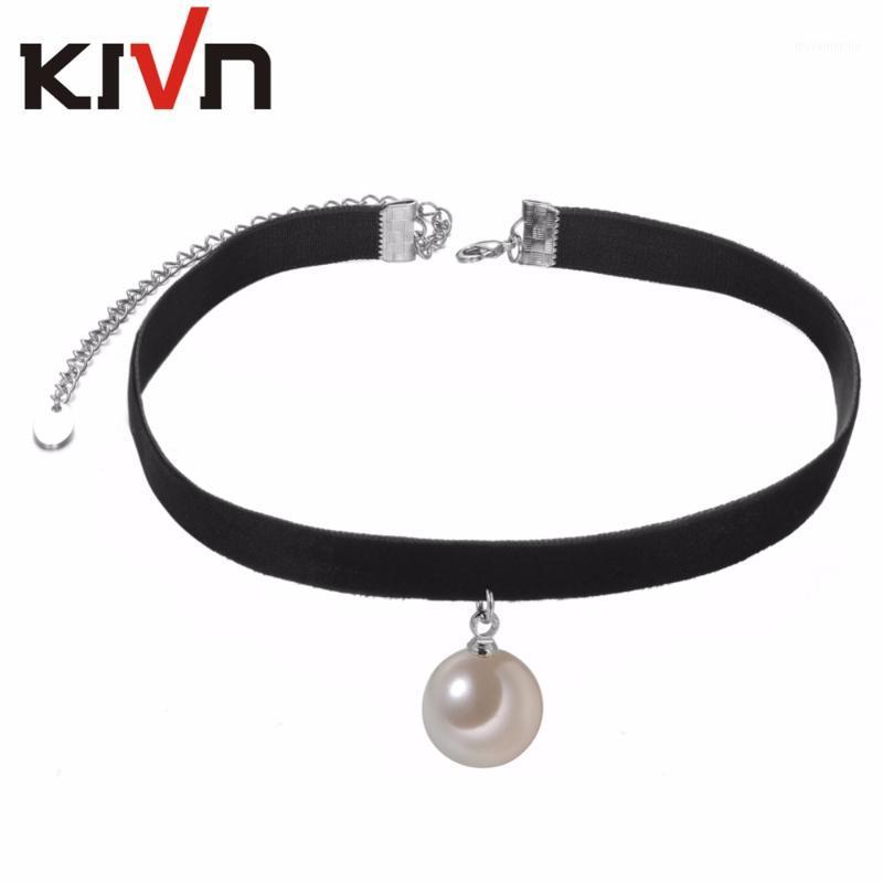 

KIVN Fashion Jewelry Black Retro Gothic Choker Collar Glass Pearl Necklaces for Women Girls Christmas Birthday Promotion Gifts1