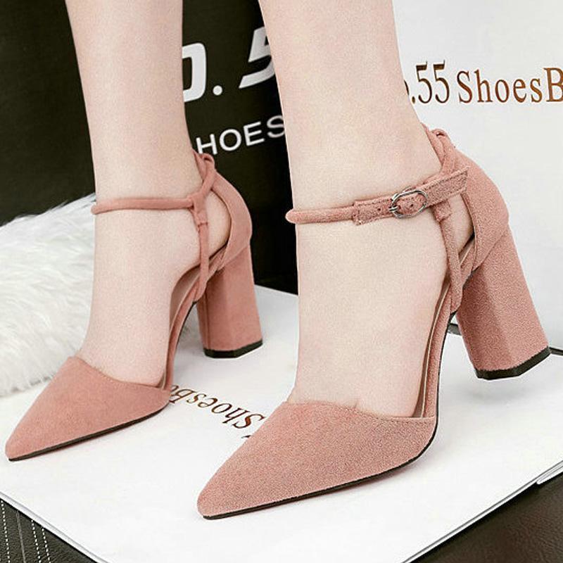 

2021 New Fashion summer Women Sandals Square heel Thick heel soft high heels Shoes Wedding Party Sandals 8CM PB-421, Black