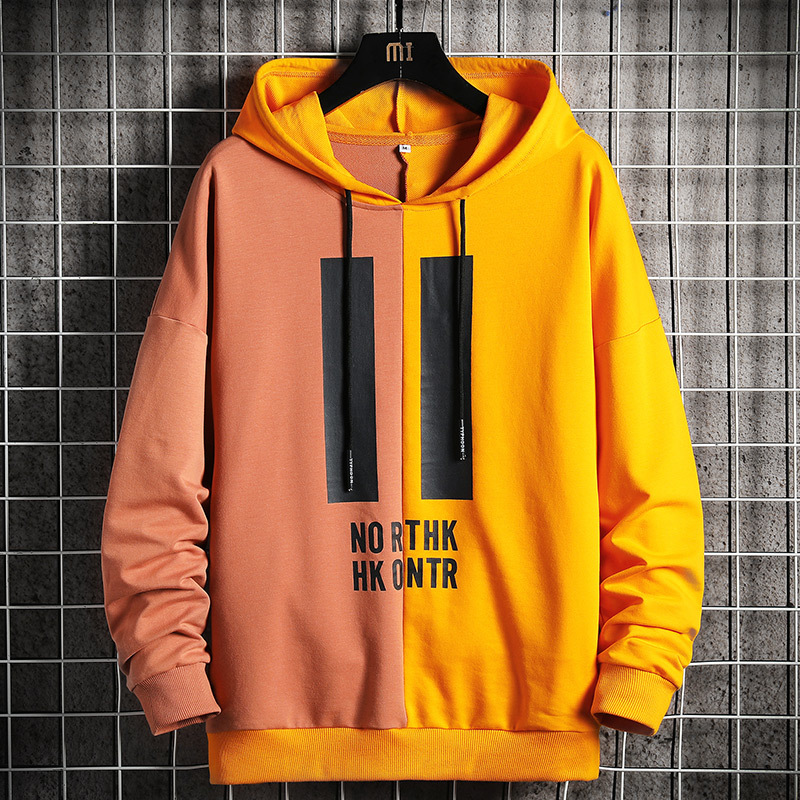 

Patchwork Hoodie Men Letter Print 2020 New High Street Hooded Sweatshirt Men Fashion Hoodies Streetwear Male Clothing, Cbd239white black