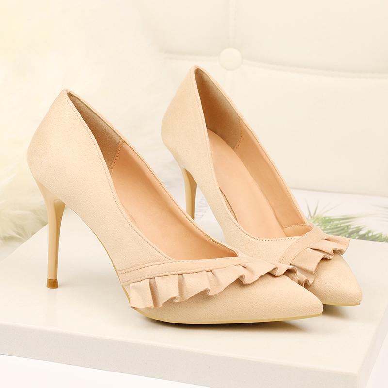 

2020 summer/autumn new fashion pointed attractive wrinkle band elegant women pumps sexy high heel fairy girl lady female shoes, Pink