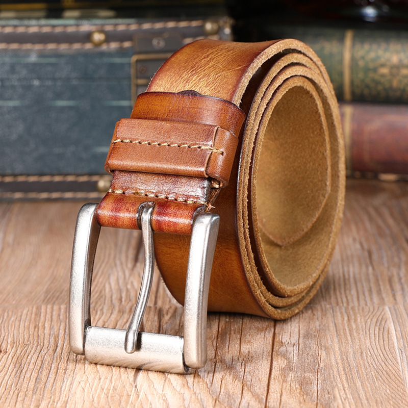 

2021 The New New Male Vintage First Leather Layer Multi-color Handcrafted Belt Z940, Black
