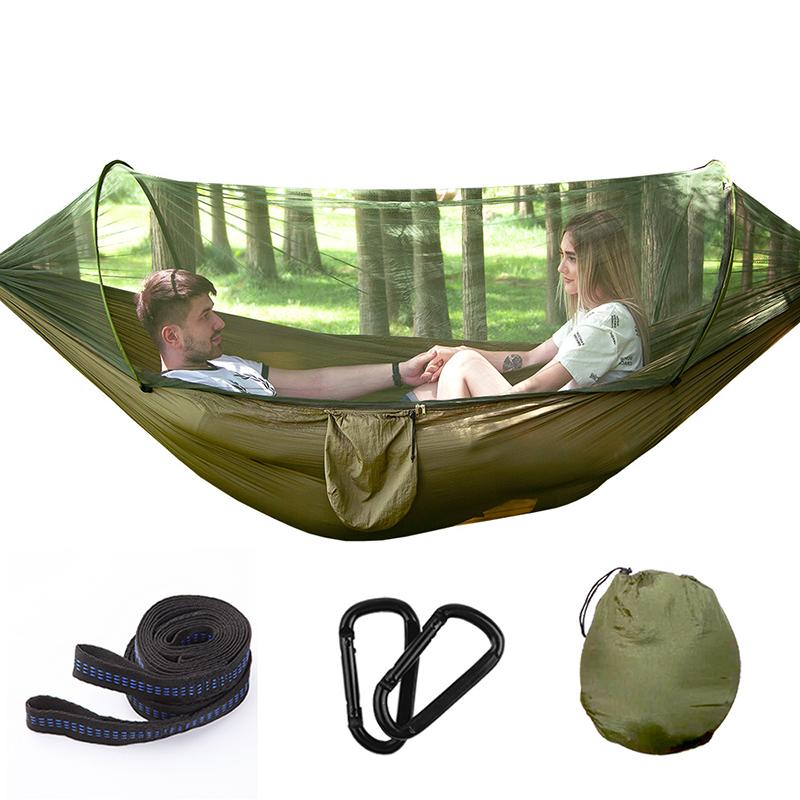 

New encrypted outdoor mosquito net hammock camping ultra light nylon single and double army green camping air tent