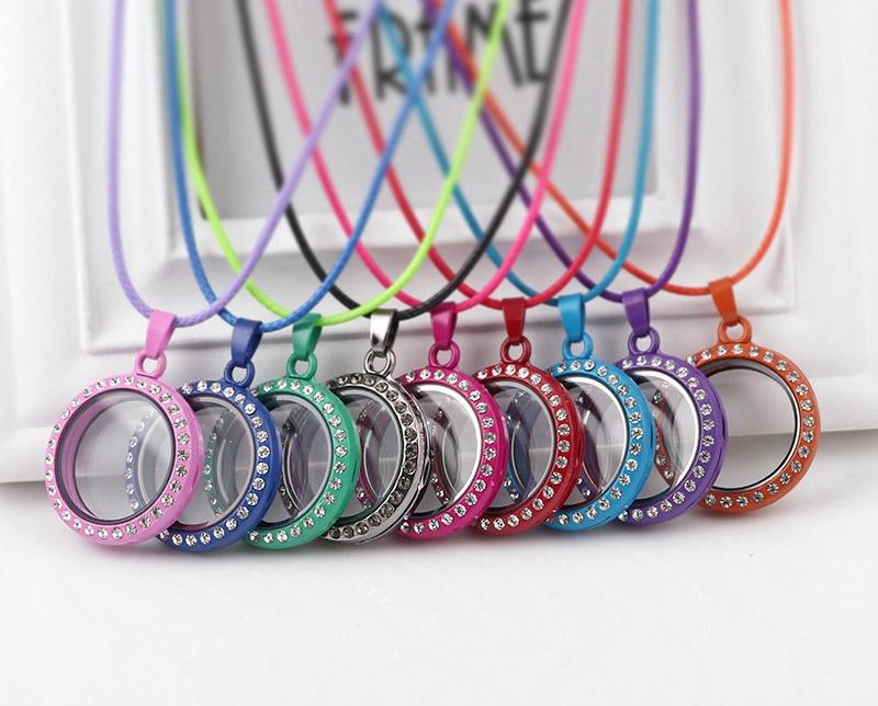 

5pcs/lot 30mm*30mm*6mm Mixed Enamel Floating living glasss Lockets, Round Rhinestone Locket Magnetic Locket Fit Floating Charms