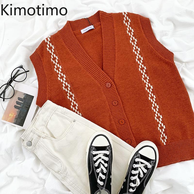 

Kimotimo Vintage Sweater Vest Sleeveless Preppy Style Kawaii 2020 Autumn Chic Korean Knitted Harajuku Japanese Sweater Vest, Photo