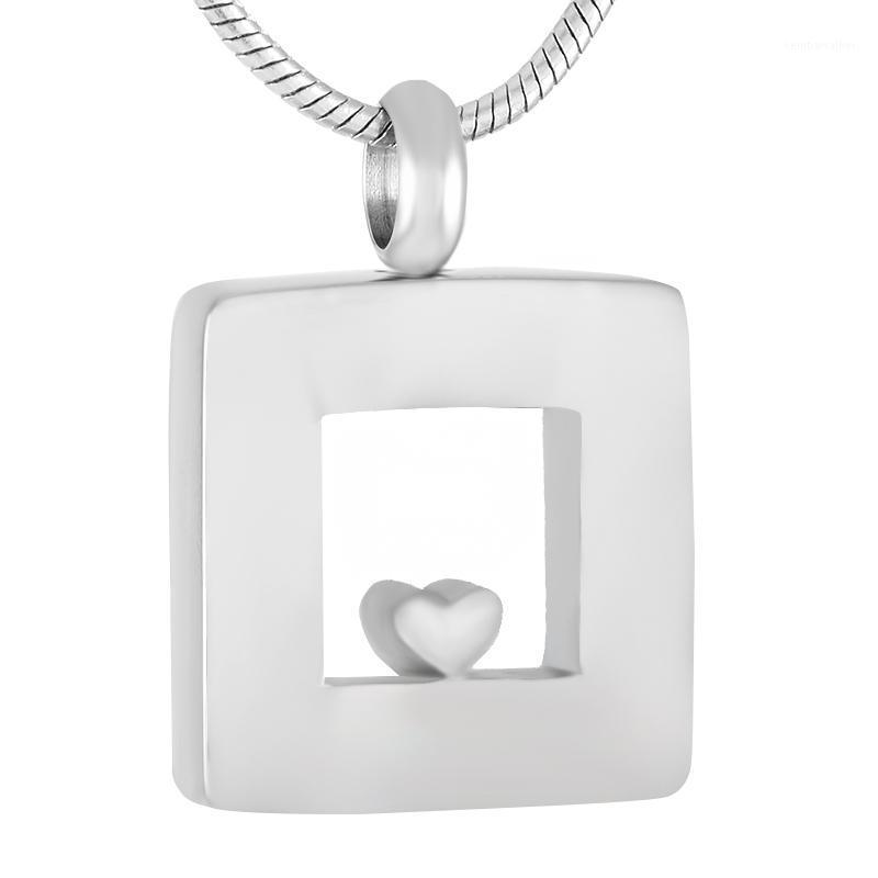 

Pendant Necklaces Ashes Necklace Holder Square Shape Cremation Jewelry With Little Heart Stainless Steel Keepsake Funnel1