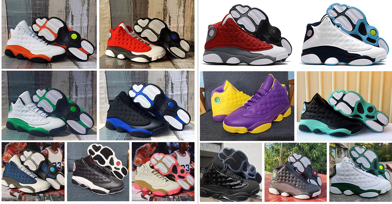 

13 GS Playground Royal Blue Lucky Green Atmosphere Grey Cap and Gown Men sports Shoes 13s Starfish Flint Mens Athletic Sneaker, White;red