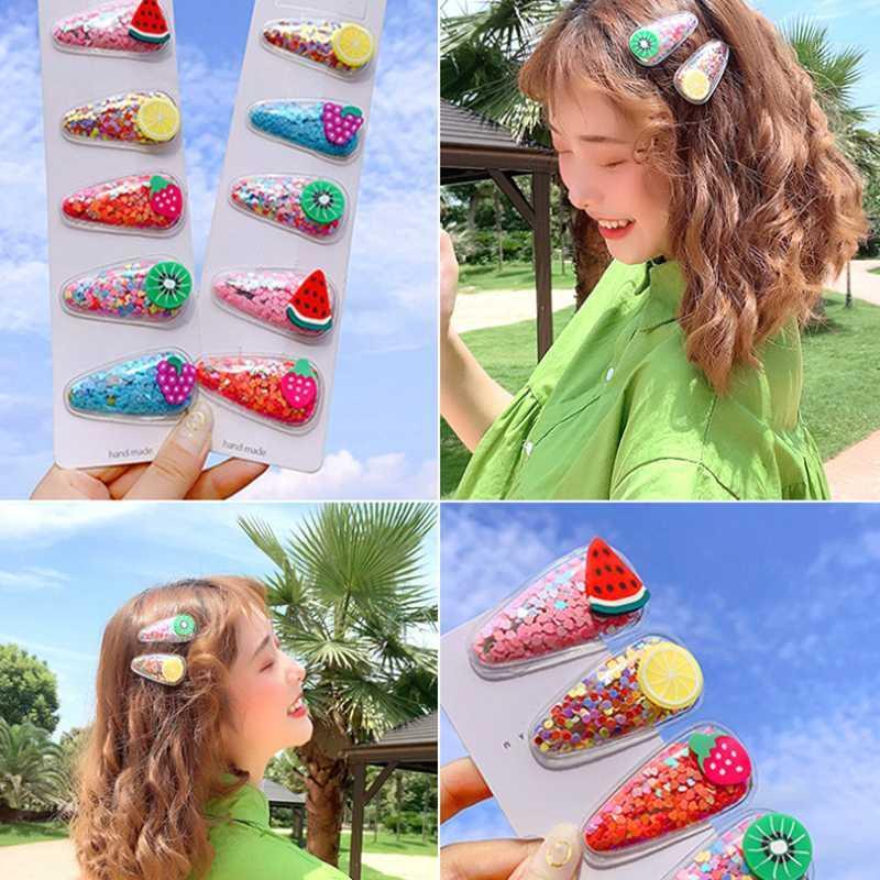 

New Korea Fruit transparent Grils Hair Clips colorful Sequin Star Kids BB Clips Hairpin Headwear Children Hair Accessories1, Djsg2