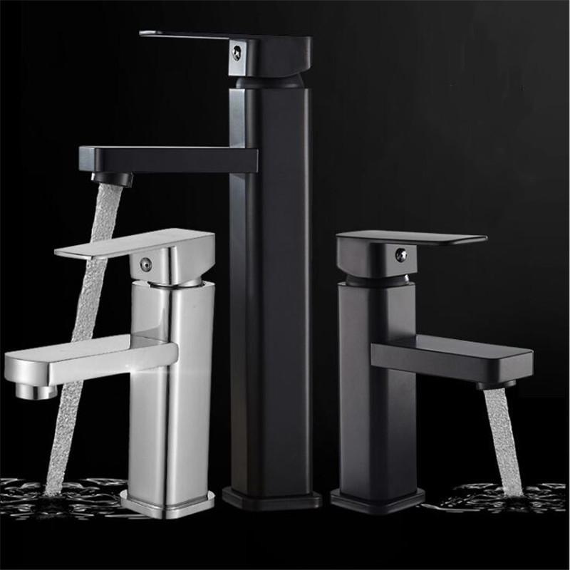 

Mixer Tap Square Black Bathroom Faucet Stainless Steel Basin Bathroom Accessories Tap