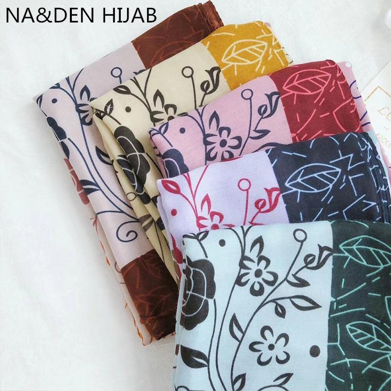 

High Quality women flower print cotton scarf gorgeous plain solid scarves hijab fashion Muslim headcover popular hijab 10pcs/lot