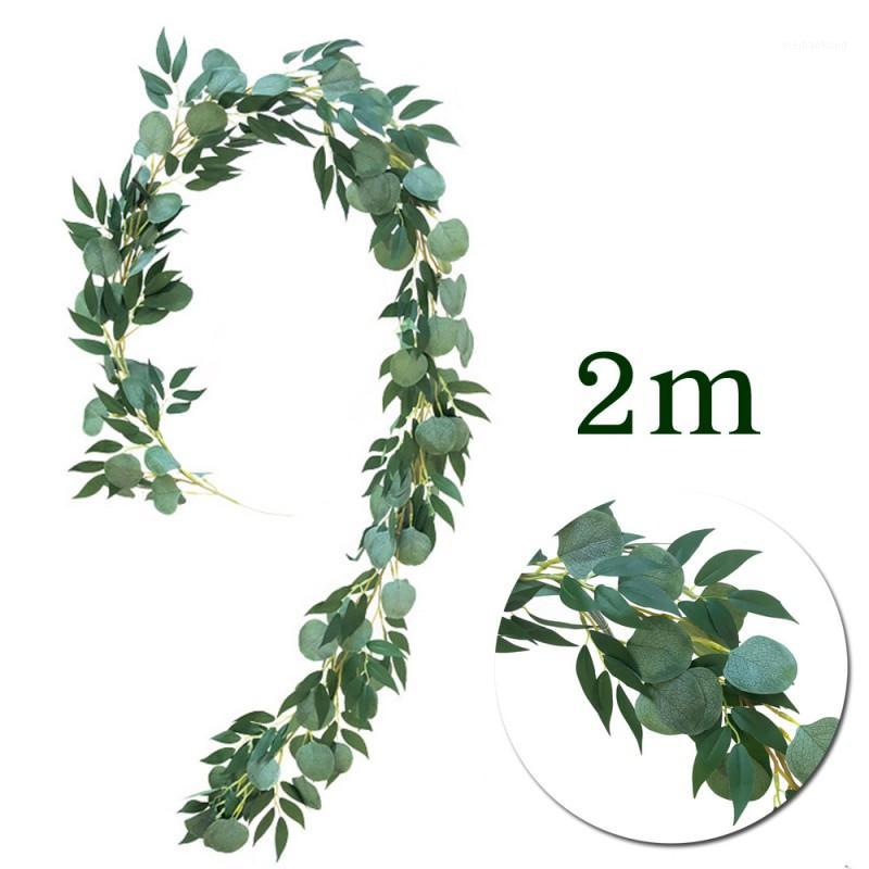 

DIY Silk Hanging Eucalyptus Garland Wedding Party Simulation Wicker Leaves Vine Decorations1, J 2m