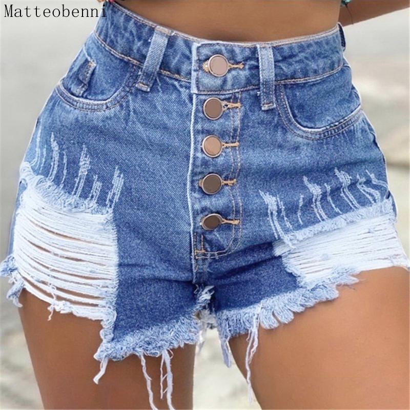 

2021 Summer Denim Short Jeans Women Sexy High Waist Hole Ripped Shorts Fashion Casual Button Denim Shorts ladies Hot Streetwear, Black