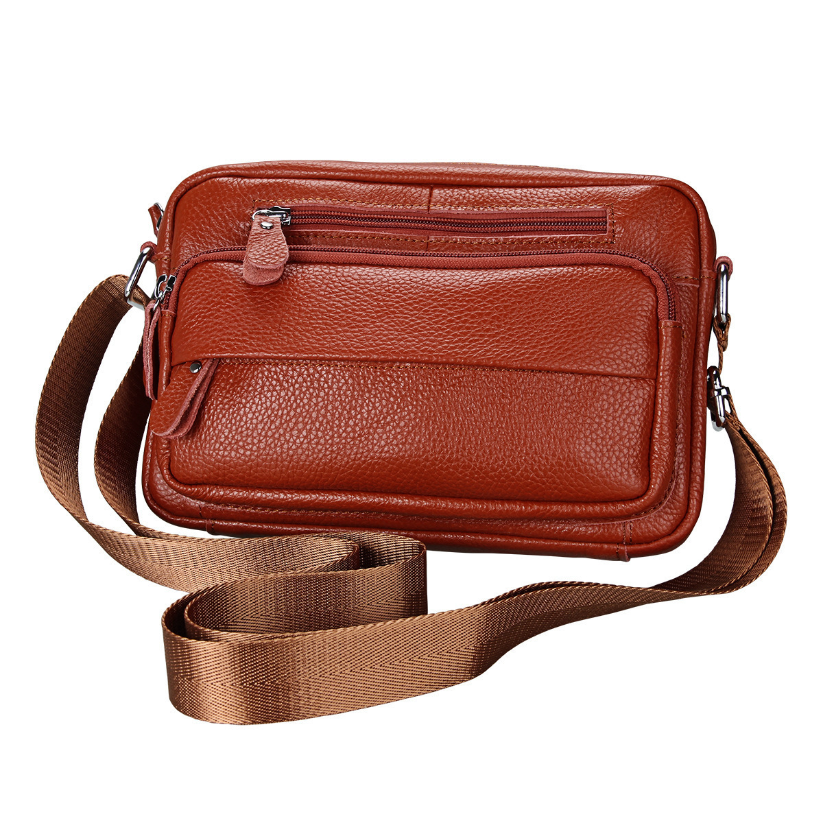 

2020 the Sacks Messenger Leather Vintage Crossbody Bags Businessmen Small Male Pockets of Men Present From 58ao, Brown.