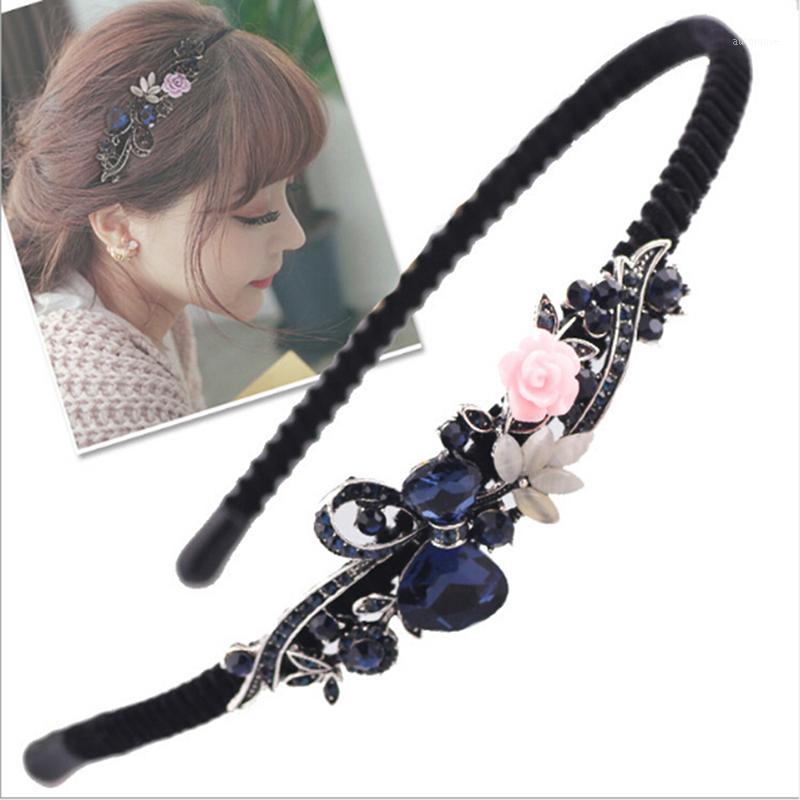 

2020 New Bow Mosaic High-end Korean Popular Retro Vintage Flower Crystal Opal Bow Headband Hair Accessory1
