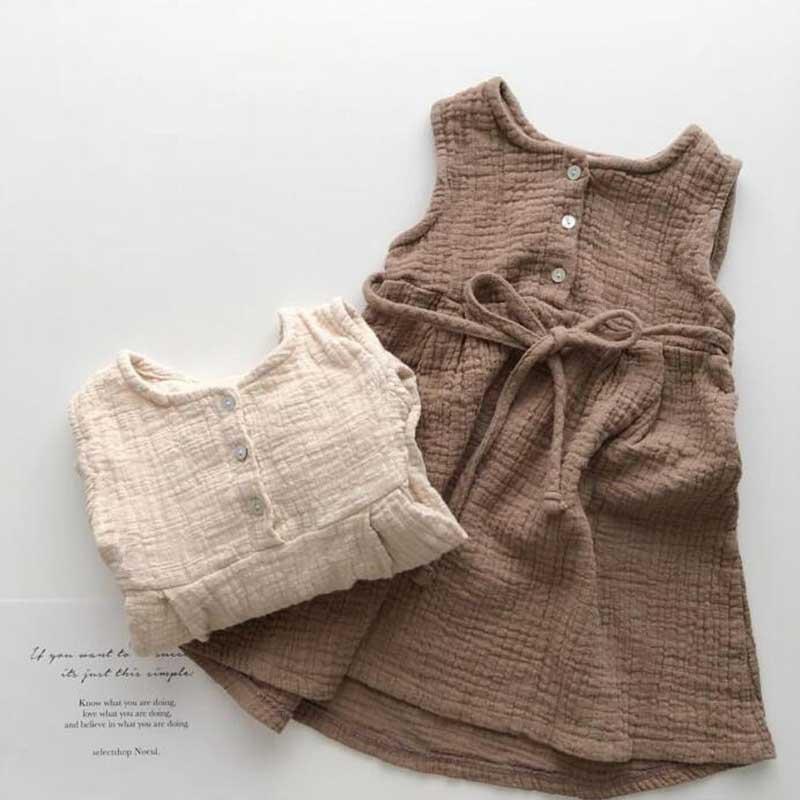 

Baby Girls Dresses 2020 Japan & korean Dresses Toddler Kids Girl Dress Princess Girl Linen Clothings Kids Casual Fashion Dress1, Brown red