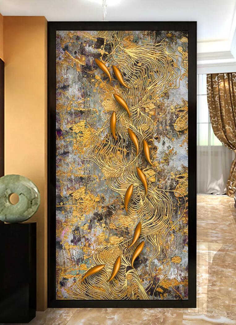 

Self-Adhesive] 3D Fish School 184051 Wall Paper mural Wall Print Decal Murals1, Yellow