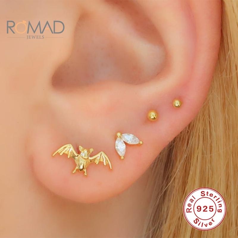 

ROMAD Fashion Creative 925 Sterling Silver Stud Earrings Personality Scorpion Zircon Earrings For Women Bijoux Femme