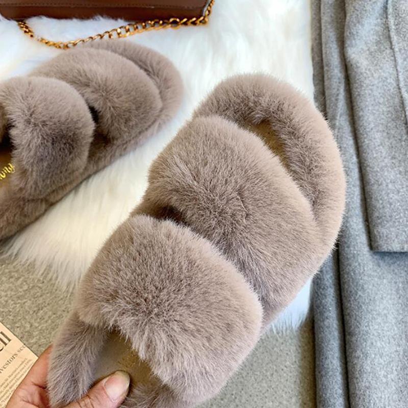

Fashion Women Fluffy Fur Slides Casual Ladies Soft Flat Indoor Slippers Furry Warm Quality Lazy Flip Flops Plush Shoes1, As picture shows