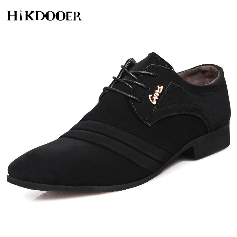

New Arrival Men Formal Shoes Pointed Toe Business Wedding Shoes High Quality Flock Lack-up Male Dress