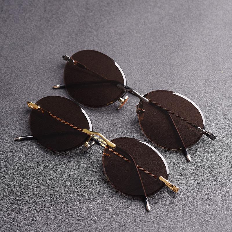 

Vazrobe Glass Sunglasses Men Oval Small Brown Natural Crystal Sun Glasses For Man Anti Scratch Eye Dry UV400 Vintage Steampunk