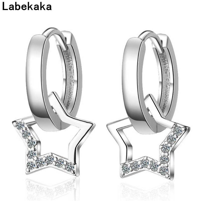 

Labekaka Small Hoop Earrings Stainless Steel Stars Cubic Zirconia Fashion Party Jewelry Accessories Gift