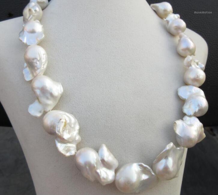

NEW NATURAL HUGE 18-26mm south sea white baroque pearl necklace1
