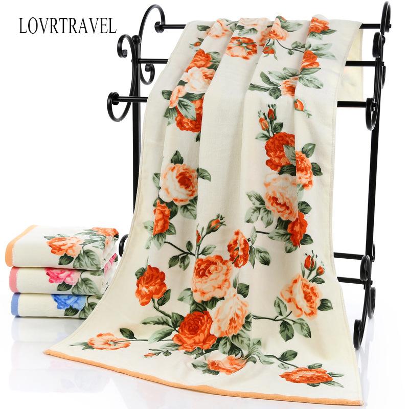 

2020 New Luxury 100% Cotton Towel with Bath Towels New Women Peony Beach Towel Bathroom Set for Family Guest Bathrooms Gym, Pink