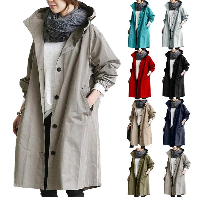

2020 Autumn Casual Coats Women Long Style Hoodies Coat Outerwears Hooded Jacket Winter Plus Size Outwear Tops For Female, Light blue