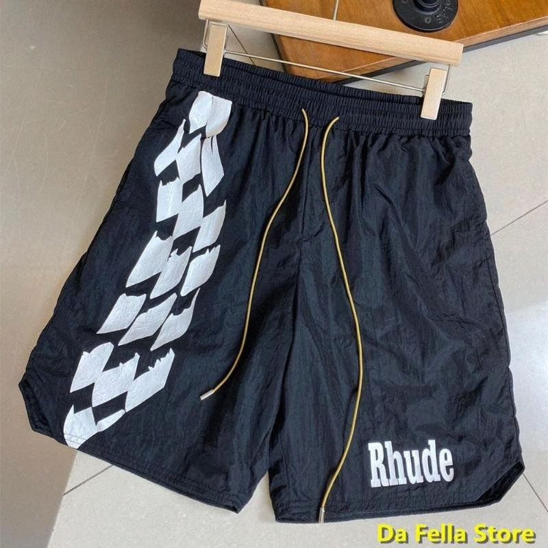 

RHUDE CHECKER TRACK SHORTS 2020 Men Women RHUDE Print Shorts Summer Good Quality Oversize Breechcloth Mesh lining QaPF#