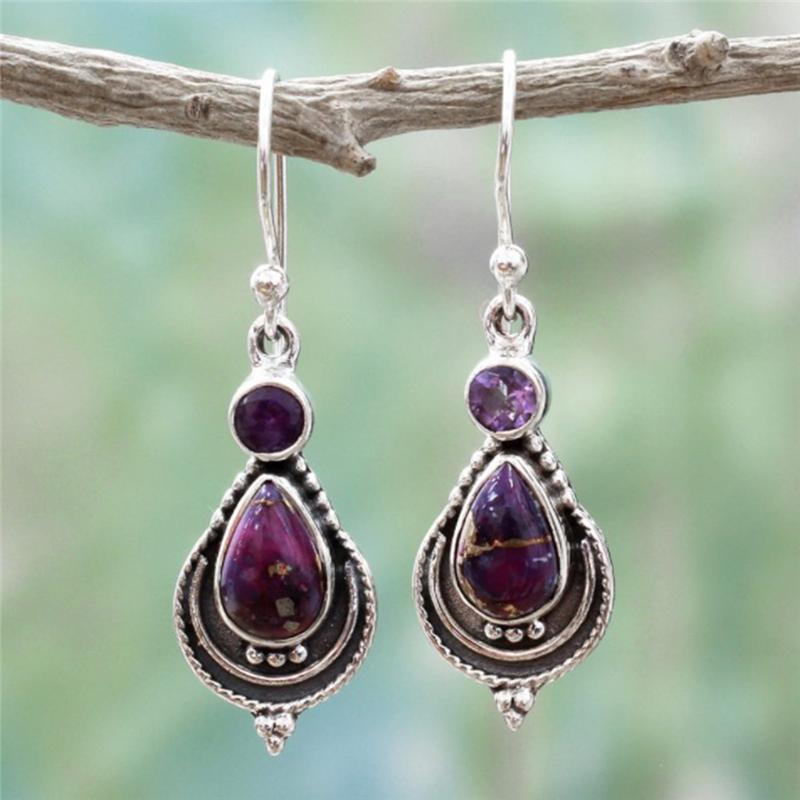 

New Personality Purple Crystal Earrings High Quality Wild Rhinestones Imitation Pearl Earrings For Women Alloy