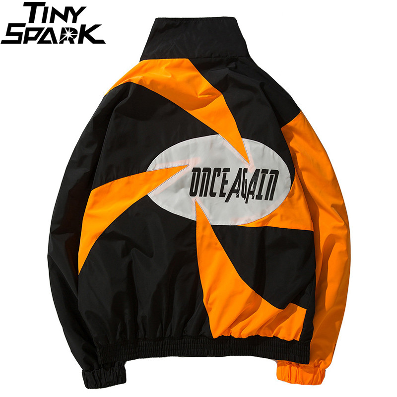 

Hip Hop Streetwear Jacket Windbreaker Men Retro Vintage Color Block Windmill Casual Fashion Track Jacket Coat Zip Up Autumn 2020, A27a23 white