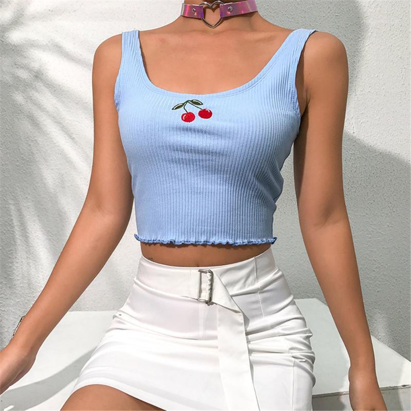 

Women' Summer Short Tops Cherry Printed Crop Tops Cropped T Shirt Casual TEE1, As pic