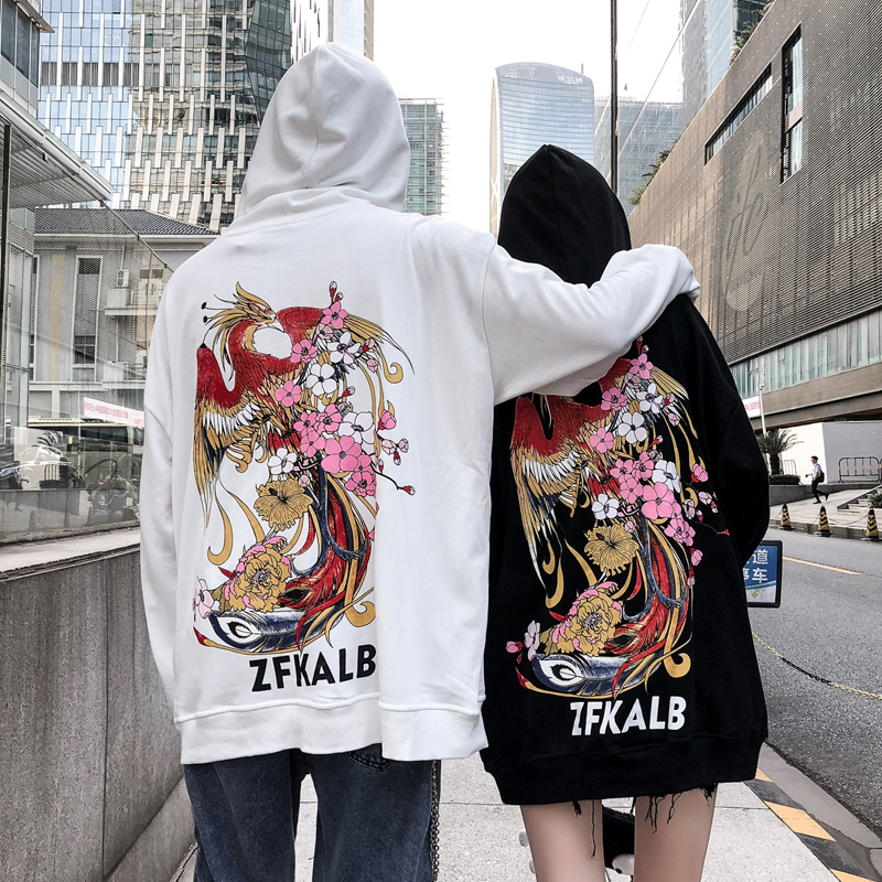 

Japanese Style Printing "Chinese Unicorn" 2019 Men Hoodies Mens Hooded Fashion 100% Cotton Sweatshirt, Black