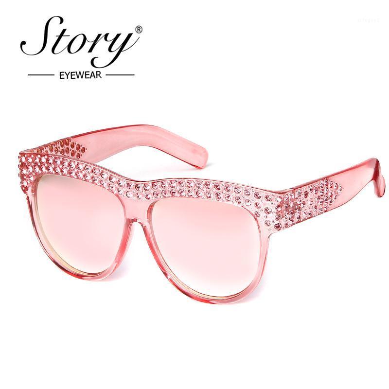 

Sunglasses STORY One Piece Len For Women Transparent Rhinestone Glasses Pink Black Luxury Oversized Sun Female1