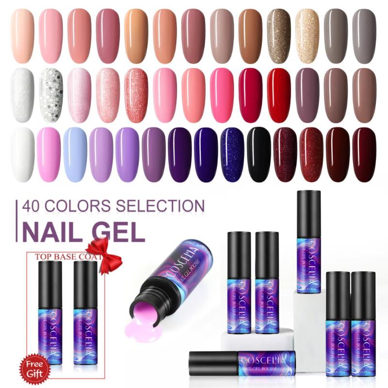 

40pcs/Set COSCELIA 5ML Nail Polish Gel Kit Nail Set For Manicure Semi Permanent UV Gel Varnish Hybrid For Manicure Art DIY