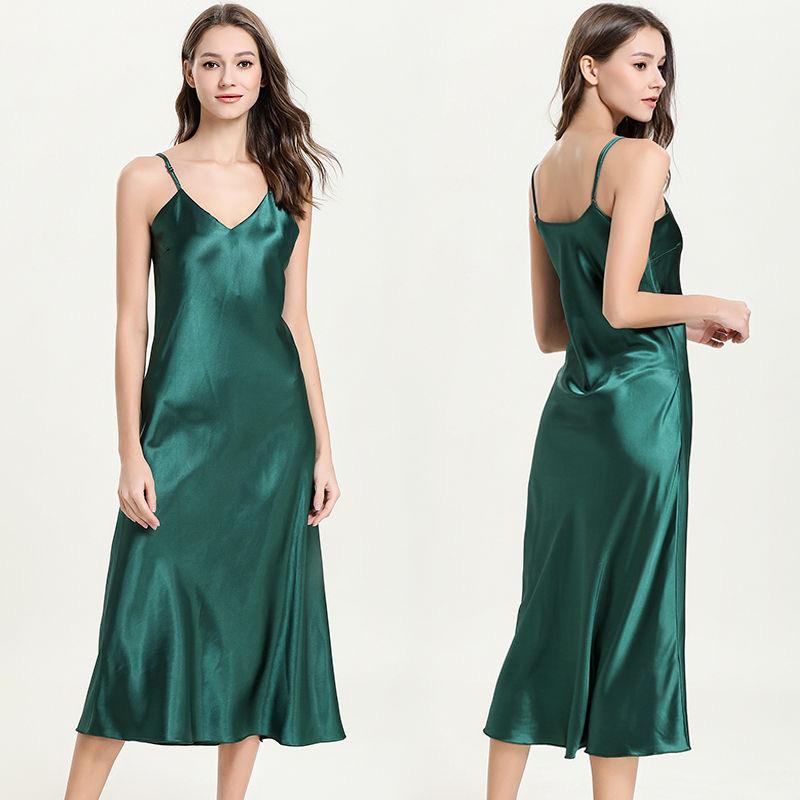 

Women' sexy nightdress silk nightgown lined with summer women' suspender nightdress bottoming nightgown lace, Black