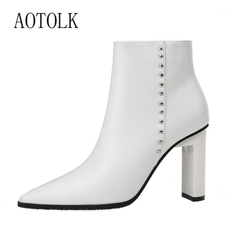 

Women Ankle Boots Fashion Warm Winter Simplicity Short Boots Zipper Square Heels Comfortable Lady Women Shoes 2020 New1, Brown boots