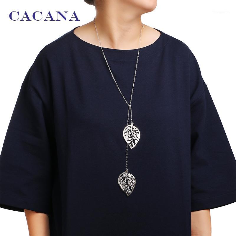 

Wholesale- CACANA Necklace Big Leaves Pendant Necklaces 2 Colors Women Chokers Necklace Wholesale Jewelry Bijouterie N311