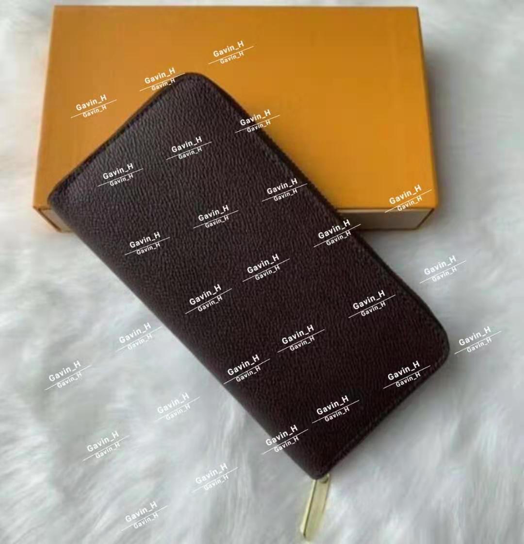 

Men women clutch leather wallet purse card holder Wallets with dust bag box, Letter