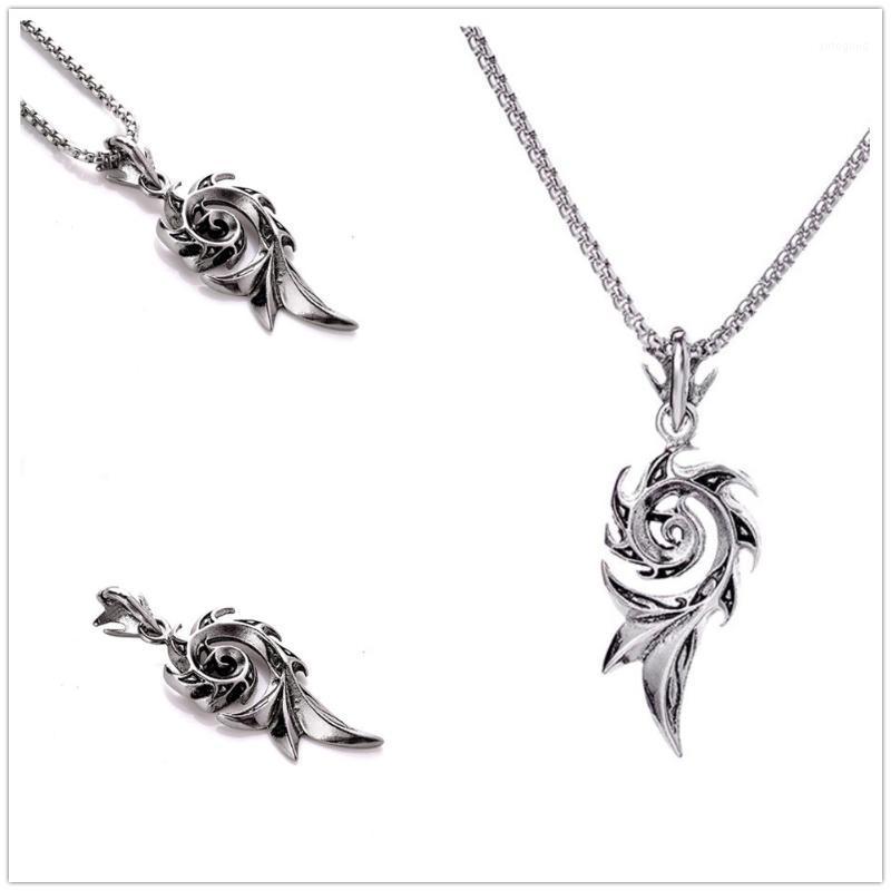 

Pendant Necklaces Gothic Retro Stainless Steel Fire Dragon Charm Pattern For Women Men Gift Jewelry + Chain1