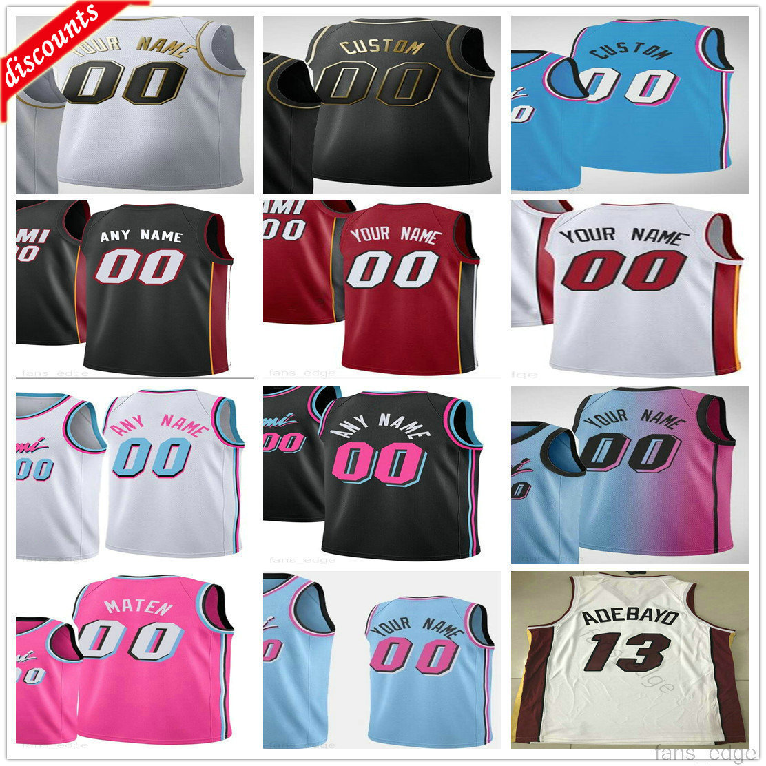 

Custom Printed Jimmy 22 Butler Tyler 14 Herro Bam 13 Adebayo Duncan 55 Robinson Goran 7 Dragic Man Women Kids Youth Top Basketball Jersey