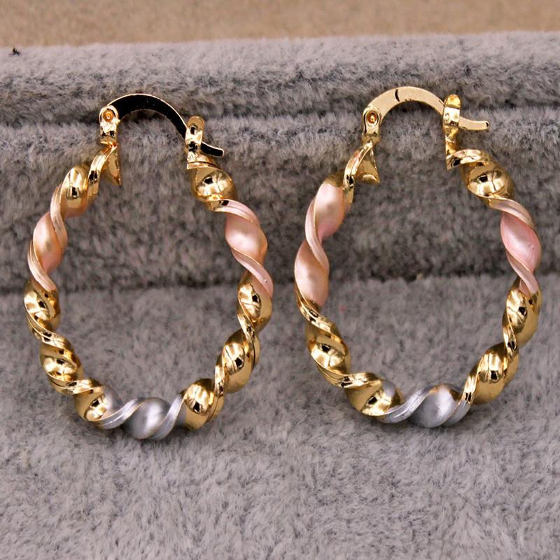 

Hoop & Huggie Trendy Round Gold Plated Earrings For Women Girls Fashion Jewelry Accessories Paint Pink Gray Dye Earring Party Gift