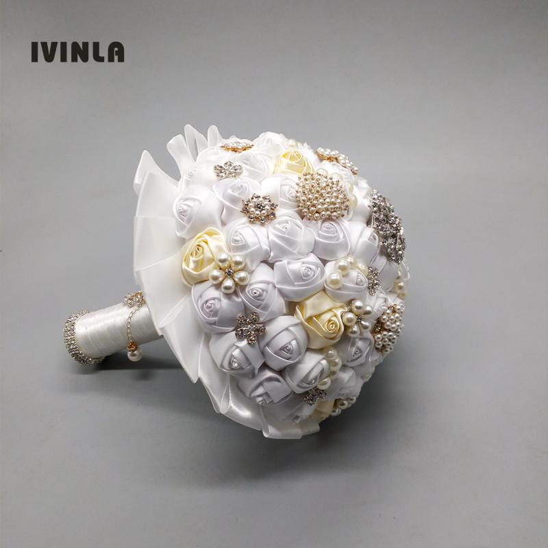 

New arrived cream and white artificial wedding bouquets crystal bridal wedding bouquets for decoration, Diamter 20cm