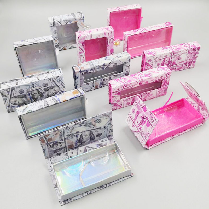 

Mink Eyelashes Box US Dollars Eyelash Packaging Empty Case without Money Packing Lash Boxes in stock now