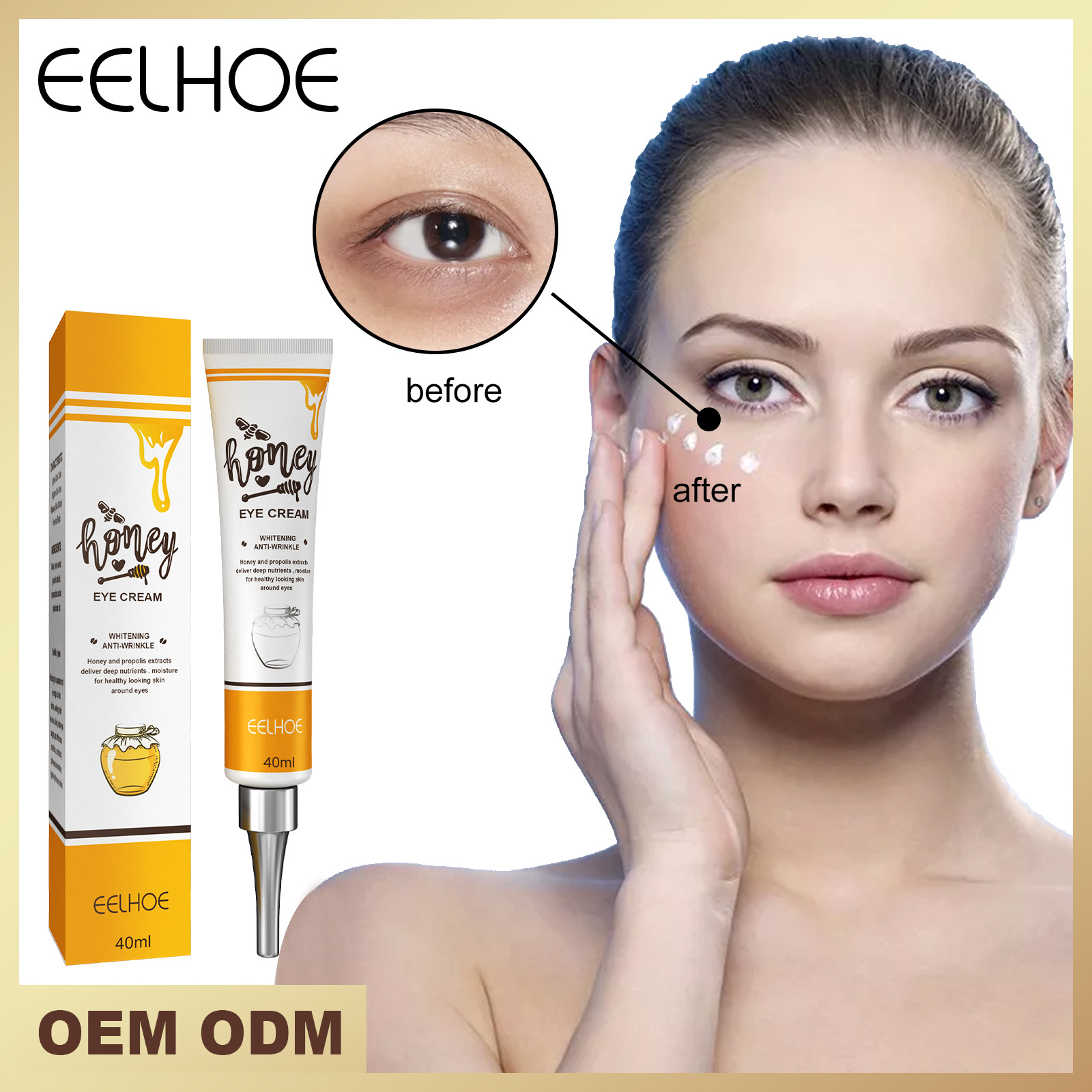Free freight EELHOE OEM ODM Honey eye cream lightens fine lines and dark circles lifts tightens and moisturizes-image-753874156
