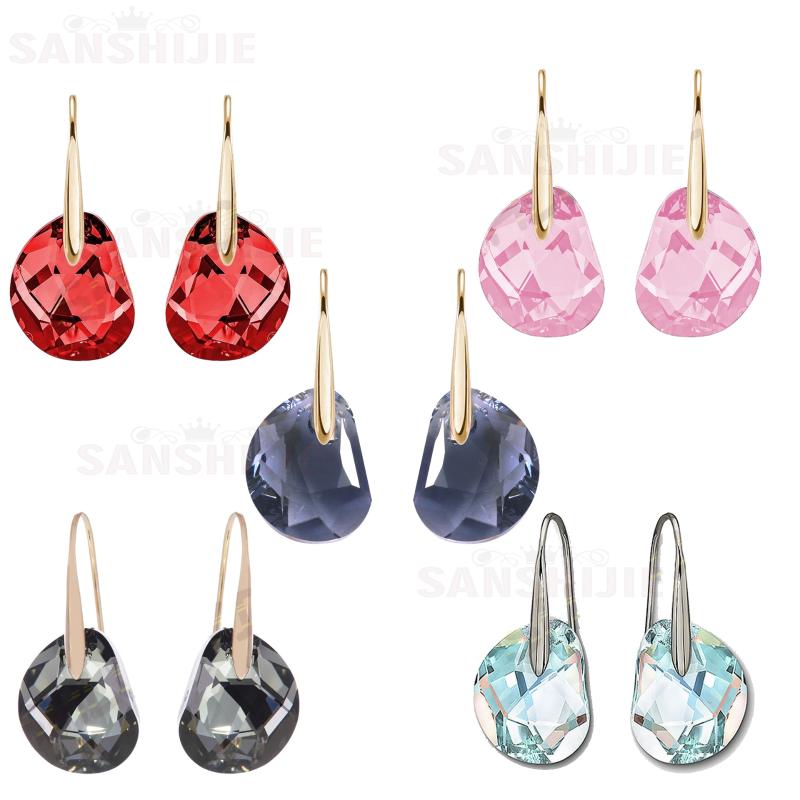 

Stud SHLUOYI High Quality SWA Light Black Crystal Fashion Jewelry With Pierced Earrings And Female Studs Charming