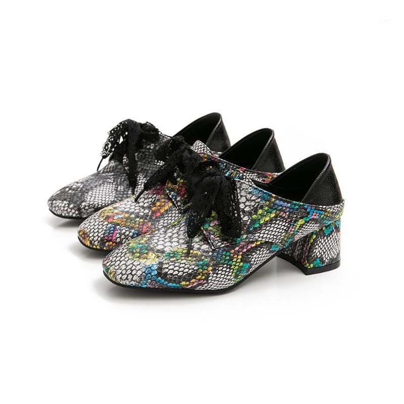 

PQECFS big size 30-45 high quality spring & autumn fashion women lace med square heels pumps 3 colors1, Black