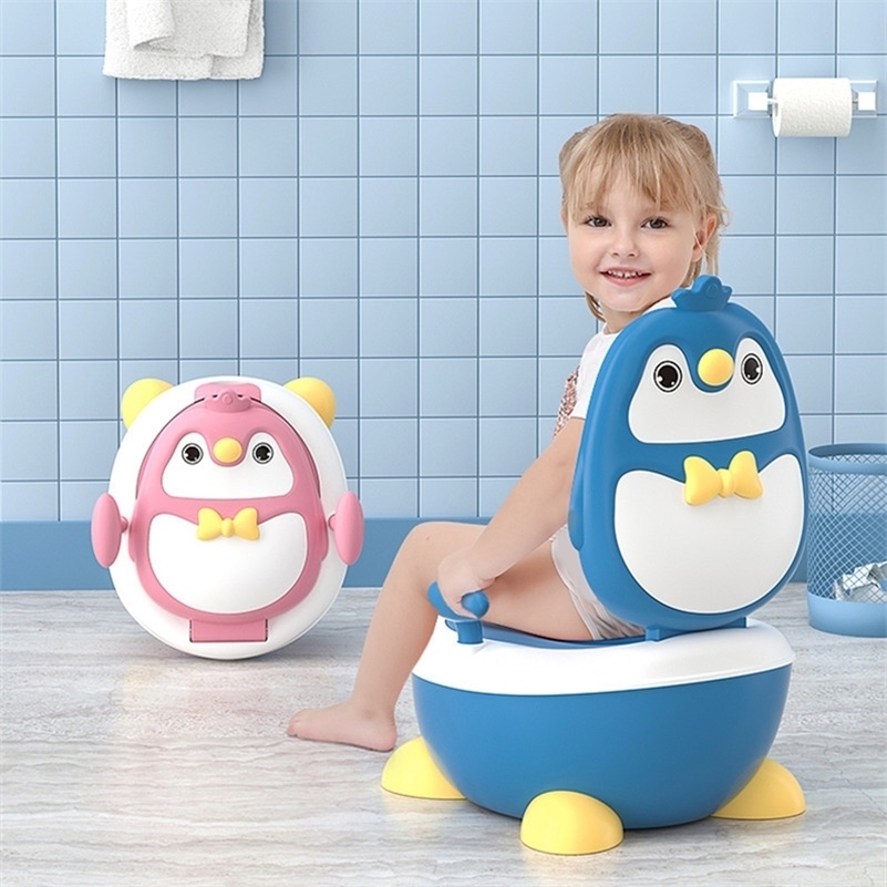 

Lovely Baby Boy Children's Pot Cute Penguin Ajustable Height Baby Potty Training Seat Portable Toilet for Babies Girls Infantil 201117, Pu cushion green