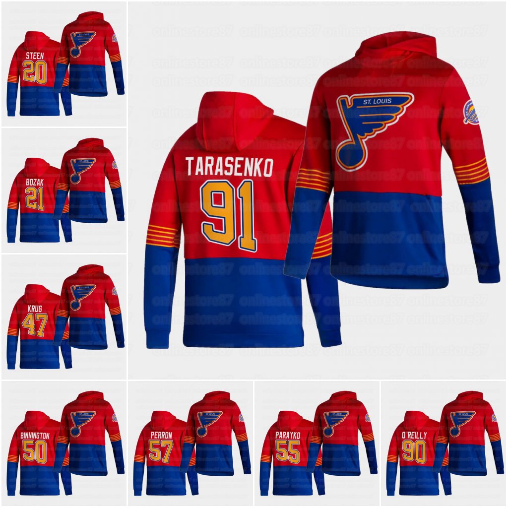 

St. Louis Blues 2021 Reverse Retro hoodie jersey Ryan O'Reilly Vladimir Tarashenko David Perron Vince Dunn Colton Parajko Oscar Sandquist, Black